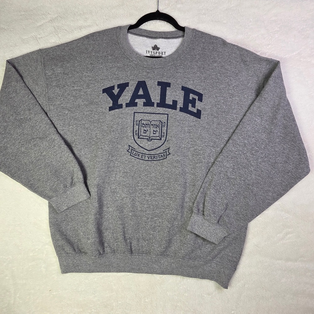 Ivysport Yale University Sweatshirt Mens XL Gray‎ Crewneck Fleece Pullover Crest